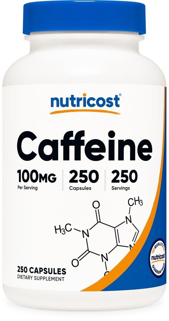 Nutricost Caffeine Pil 100mg Per Serving, 250 Capsules