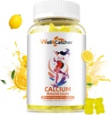 Calcium Magnesium Gummies Dewasa - Sugar Free Chewable Vegan Algae Kalsium Suplemen Perempuan Pria Dukungan Ditambah Kekuatan Tulang dengan Potasium Zinc Vitamin D3 K2 Lemon Flavor 60CT