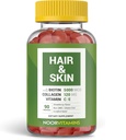 Noor Vitamin Halal Halal Hagamin Biotin, Collagen, Silica, Vitamin C & E Supports Hair, Skin & Nail Health; Natural Strawberry Gummy Vitamin. GMO, Gluten Free & a Sertifikasi Halal Vitamin (90 Cacah)