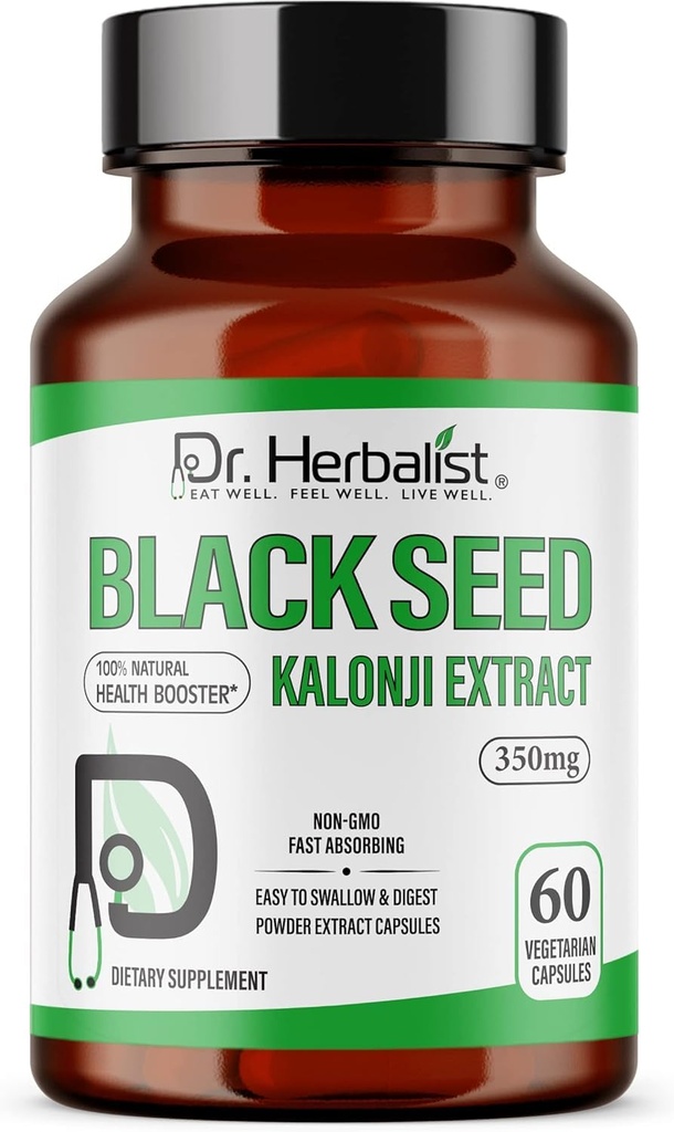 HERBALIST Black Seed Extract 350mg - 60 Vegan Capsules 124; 10: 1 Ekstraksi = 3.500mg Powder Benih Hitam Alami 124; Premium Nigella Sativa Suplemen 124; Tinggi Thymoquinone