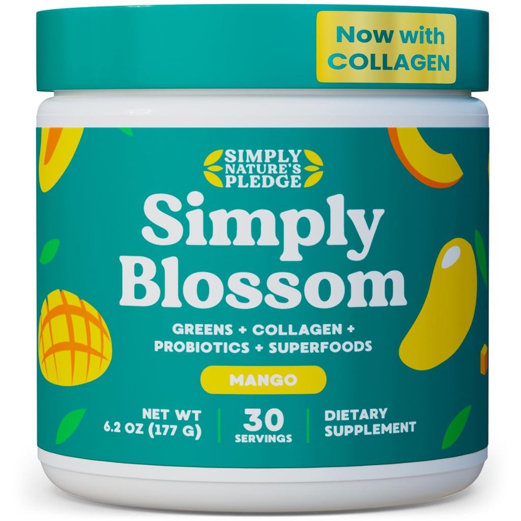 Cukup Blossom Nutrection Daily Greens & Superfood Powder + Collagen + Propolation for Women 's Digetical Health & Bloating Relief. Bantuan Kesehatan Anda Bloom - 30 Hari Supply - Mangga