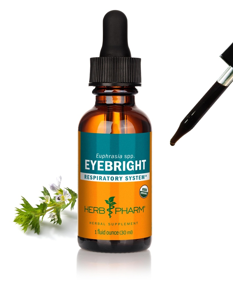 Herb Pharm Certified Organic Eyebright Liquid Ekstrak untuk Respiratory System Dukungan - 1 Ounce, jelas