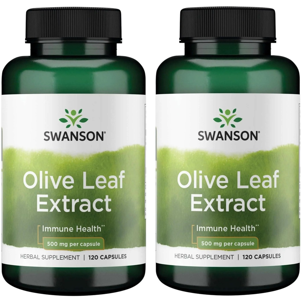 Swanson Olive Leaf Extract Capsules dengan 20% Oleuropein - (120 Kapsul, 500mg Masing-masing) 2 Botol