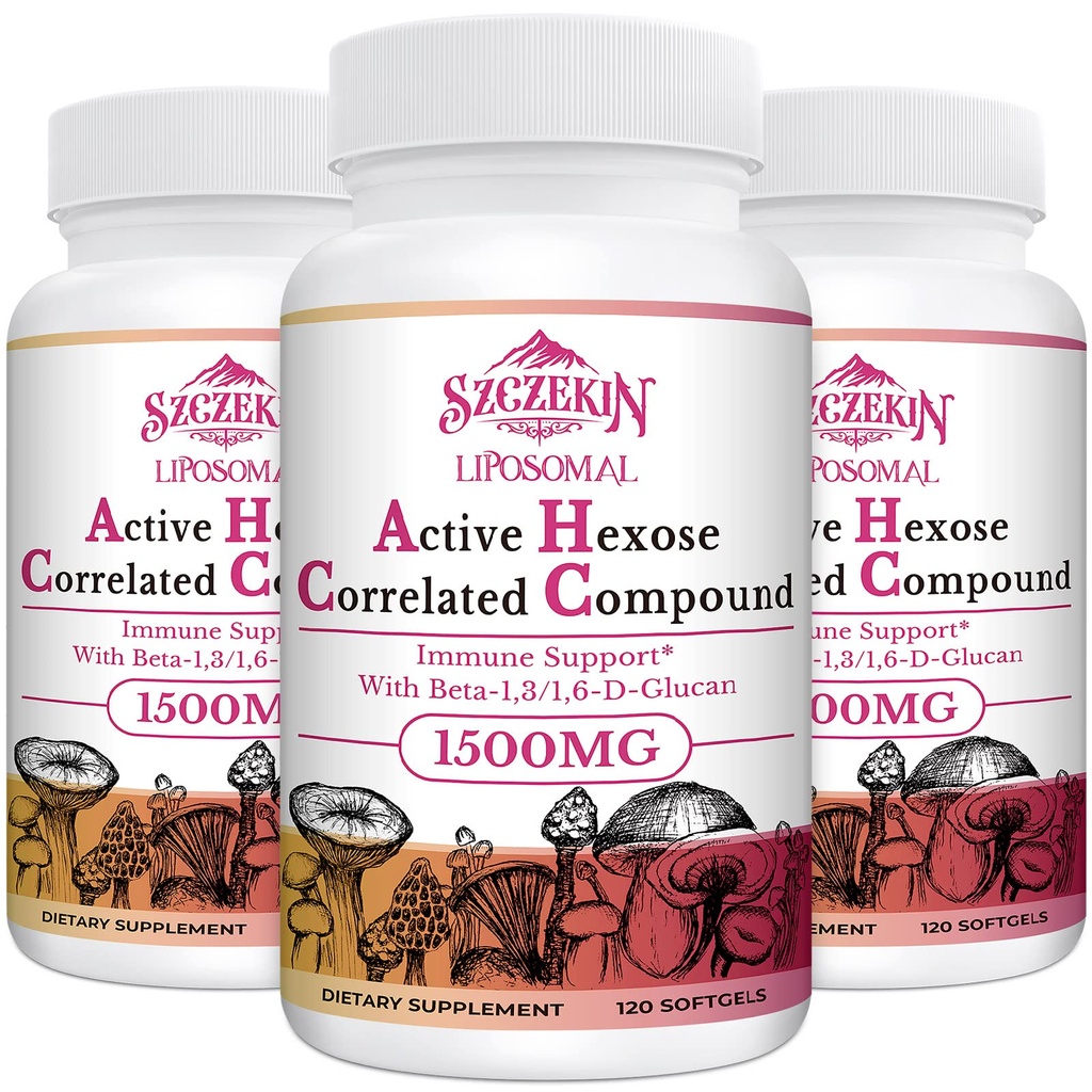 1500mg Lipomal Aktif Hexose Tambahan Korelasi, 360 Soft Gels Beta- Gat dengan Ekstrak Mushroom Natural, Sistem Imune, Fungsi Liver, Mempertahankan Aktivitas Sel T & Killer