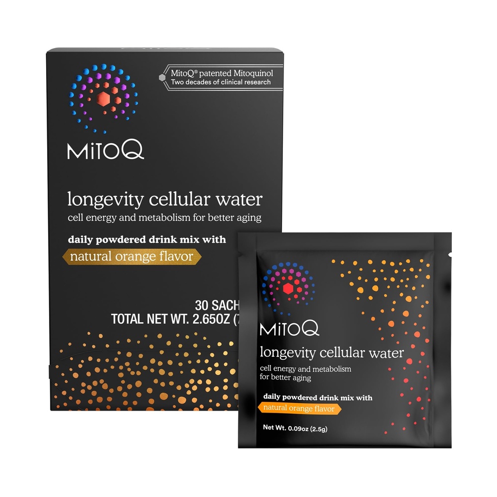 MitoQ Umur-panjang Cellular Air Daily Metabolisme Minum Mix Natural Orange Flavor - Mitokondria- ditargetkan Antioksidan- Energi Sel dan Metabolisme untuk Lebih Baik Penuaan (Orange, 30 Paket)