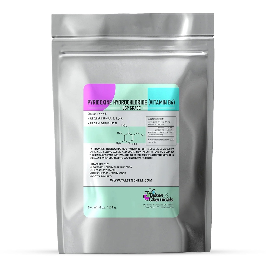 Vitamin B6 Powder (4 Oz / 113 Gram) Pyridoxine HCL powder untuk Fungsi Proper Sugars, Fats, dan Protein dalam Badan Mendukung Metabolisme dan Fungsi Sistem Gugup