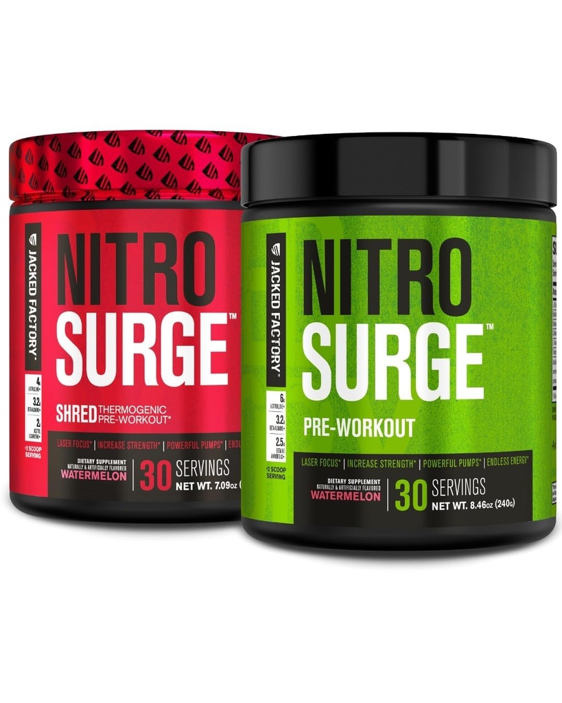 Jacked Factory Nitrospush Shred Thermogenic Pre- Workout di Watermelon & Watermelon Nitrospush Pre-Workout untuk Pria & Perempuan