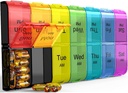 Warna Ekstra Large Pill Organizer 2 Kali sehari, Weekly XL AM PM Pill Case, 7 Day Pill Box Dua kali sehari, Terbesar Medical Pill Organizer untuk Vitamin, Big Pill Container, Medication Discenser