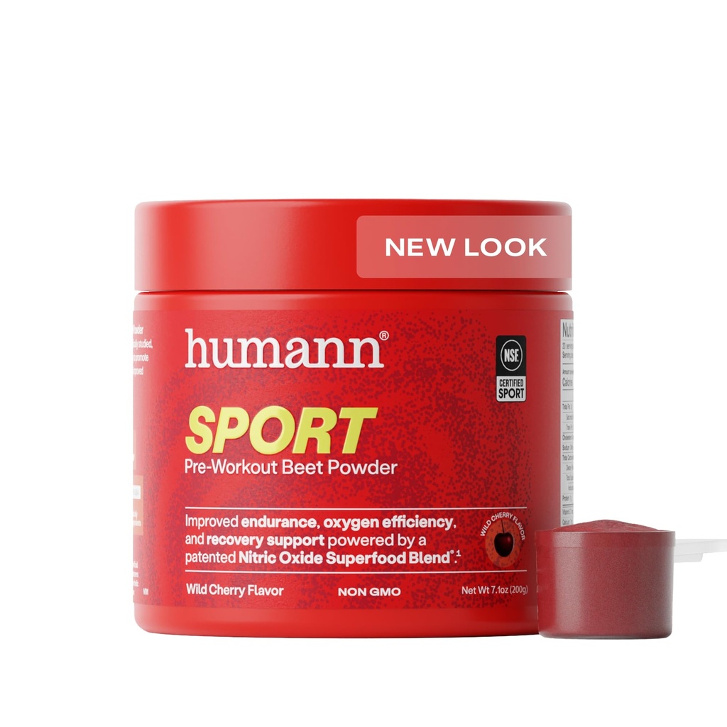 HumanN SuperBeets Sport Endurance Pre Workout Supder, Nitric Oxide Suplement, NSF Disahkan, Stimulant & Caffeine Bebas, Dibuat dengan Beet Root, Wild Cherry, 20 Servings