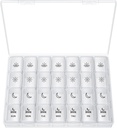 XL Pill Organizer 4 kali sehari, BUG HULL Extra Kasus Kotak Pil Mingguan, 7 Hari Kontainer Seharian Pill Holder untuk Cod- Liver Oil, Vitamin, Suplemen (Putih)