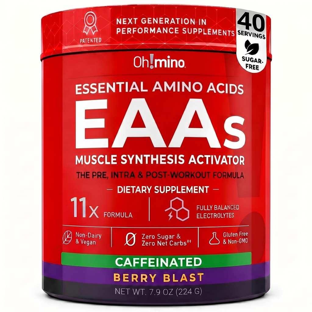 Oh! Tambahan Amino Accids Mino. Berry Blast, Caffeinated Powder. Semua 9 EAA, BCAAs dan Amino Sempurna untuk Kerja, Amino Energy, dan untuk membangun Otot, dan Perbaiki Lebih Cepat.