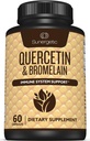 Sunggetic Premium Quercetin & Bromelain Suplement - Powerful Quercetin Bromelain Complex to Help Immune System & Seasonal Support - Quercetin 100mg Per Serving - 60 Capsules