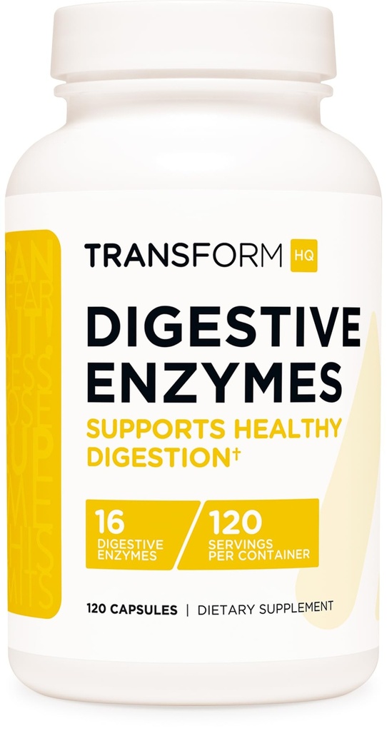 TransformHQ Digetical Enzymes Supplement (120 Capsules) - 16 Enzymes, Dukung Diffolent Sehat