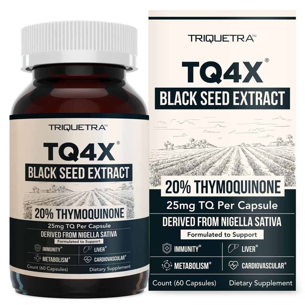 20% Thymoquinone Black Seed Oil Extract Capsules - TQ-Advanced 4X ®: SpontThymoquinone Disenggaransi - 60: 1 konsentrasi dari Nigella Sativa, Raw Bentuk, Vegan, Botol Kaca (60 Capsules)