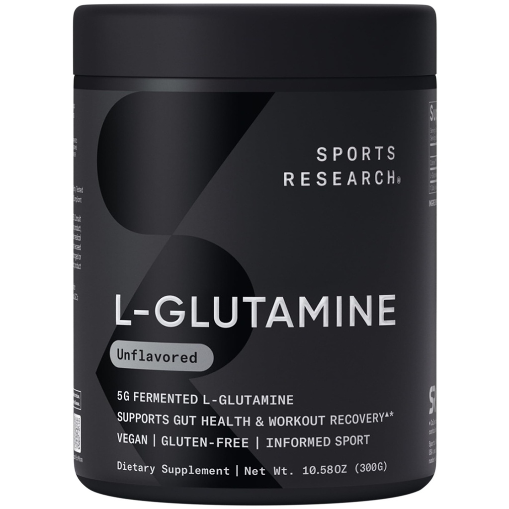 Riset Olahraga ® L- Glutamine - Pemulihan Kerja, Dukungan Kesehatan Ammune & Gut Kesehatan - 5 G Per Serving - 10.58 Oz