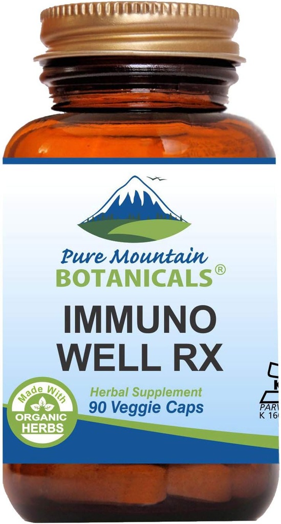 Murni Gunung Botanicals Immuno Yah RX - Kosher Caps dengan Organik Astragalus Echinacea Garlic Maitake Shiitake Mushroom Honeysuckle & Beta Glucan