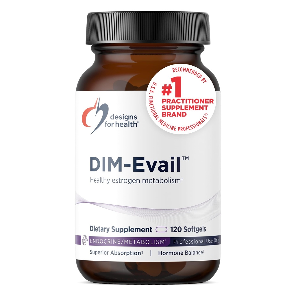 Design untuk DiM-Evail Kesehatan - 100mg DiM Tambahan Absorpsi Diindolylmetana - Mendukung Estrogen Kesehatan Metabolisme & Kesehatan Perempuan - Non-GMO & Soy- Free (120 Softgels)