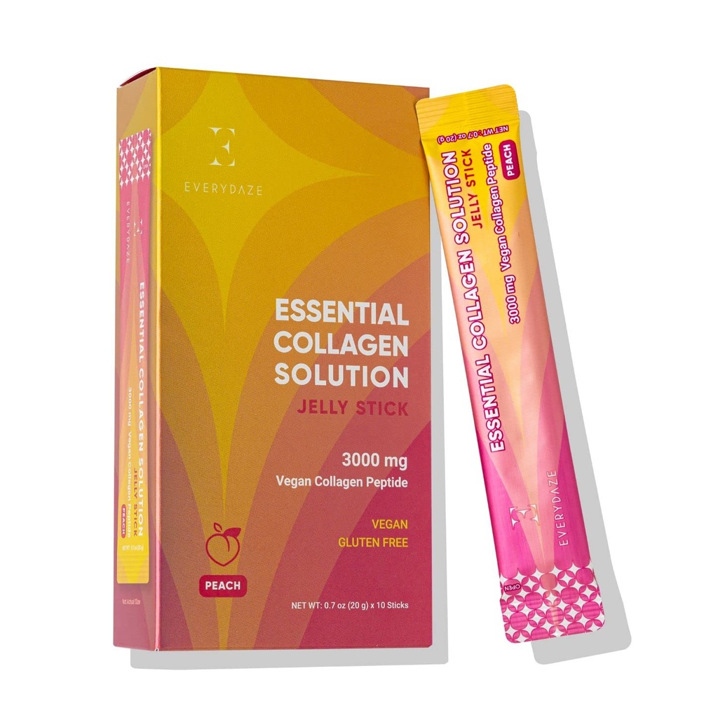 EVERDAZE Escale Collagen Solution Jelly Stick 124; Vegan Collagen Peptide 124; Peach 124; 10 Packs 124; Rambut, Skin, Nails, Beauty, Bone 124; Vitamin, Minexints, Antioksidants untuk Pria & Perempuan
