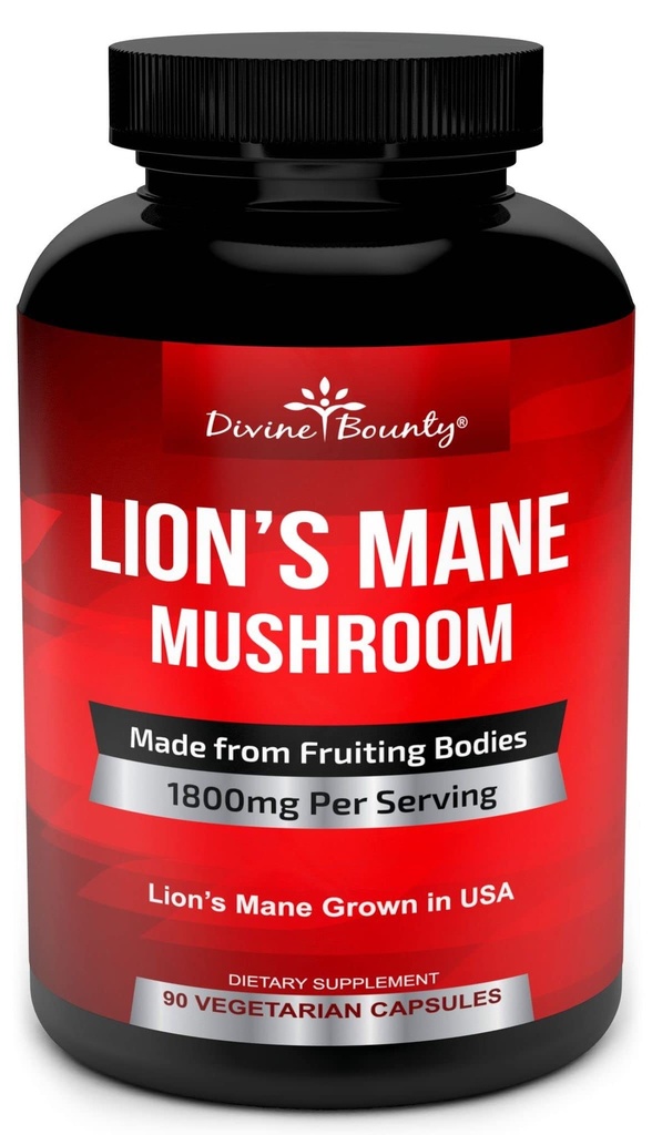 Limon Mane Mushroom Capsules - 1800mg Spears Lion 's Mane Mushroom Suplement - Non-GMO Lions Mane Extract Powder - Nootropic Brain & Imune Support - 90 Vegetarian Caps