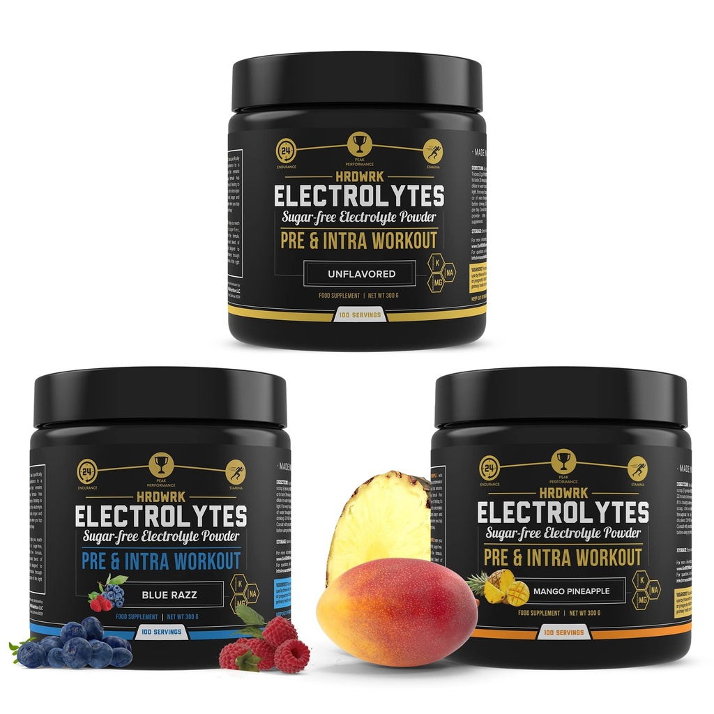MMA Nutrition HRDWRK - 100 Servings Keto Electrolytes Powder Sugar Free - Electrolite powder to Boost Endurance & Reduce Fatigue with Electrolytes Suplemen Set 3