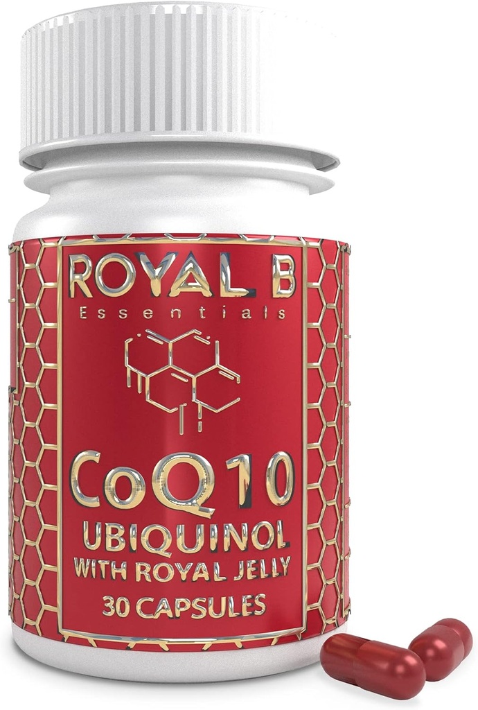 Ultra- Premium Co-Enzyme Q10 dengan Royal Jelly, Ubiquinol CoQ10 Capsules for Heart Health and Ammune Defense, All-Natural CoQ10 Supplemen Dibuat oleh Lebah, 3.000 mg, 30 Vevgie Capsules