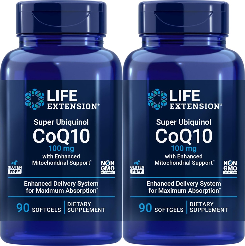 Ekstensi Hidup COQ10 Super Ubiquinol 100mg 90 Cacah (Paket 2) dengan Enhanced Mitokondria Dukungan