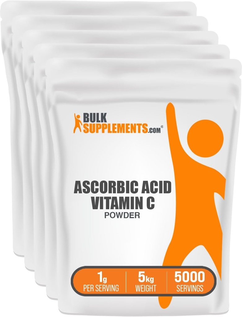 BulkSuplements.com Accorbic Acid Powder - Vitamin C Suplemen, Achibic Acid Grade - powered Vitamin C, Imune Dukung - Gluten Free, 1g per Serving, 5kg (11 pon) (Paket 5)