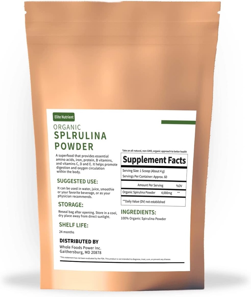 Powder Spirulina organik, Non- GMO, USDA Disertifikasi, Sebuah Superfood dengan Protein Tinggi, Boost Energy, Enhance kekebalan, Paket Individual