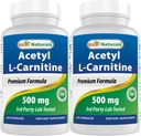 Terbaik Acetyl L- Carnitine (ALCAR) 500mg, 120 Capsules, 120 Servings - Non-GMO dan Gluten Bebas, 1 Capsule per Serving (2 Pack)