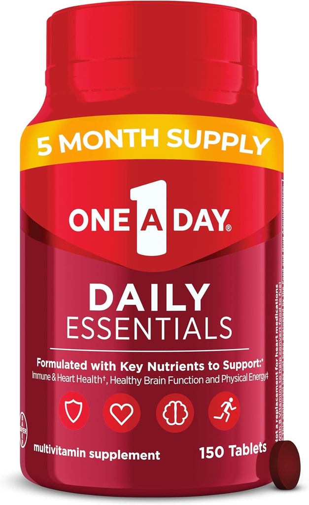 Suatu Hari Esensial Harian, Multivitamin bagi Perempuan & Pria, Mendukung Otak dan Fungsi Sehat Muscle dan Kesehatan Ammune, Multivitamin Dewasa dengan Vitamin D, E dan Vitamin B12, 150 Count