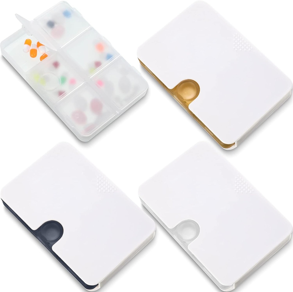 Patelai 3 Pieces Travel Pill Organizer 6 Comment Portable Pill Case for Pocket Purse Little Drawer Type Medicine Box Vitamin Holder dengan Locking Hole for Elderly Cover Oil 3 Colors