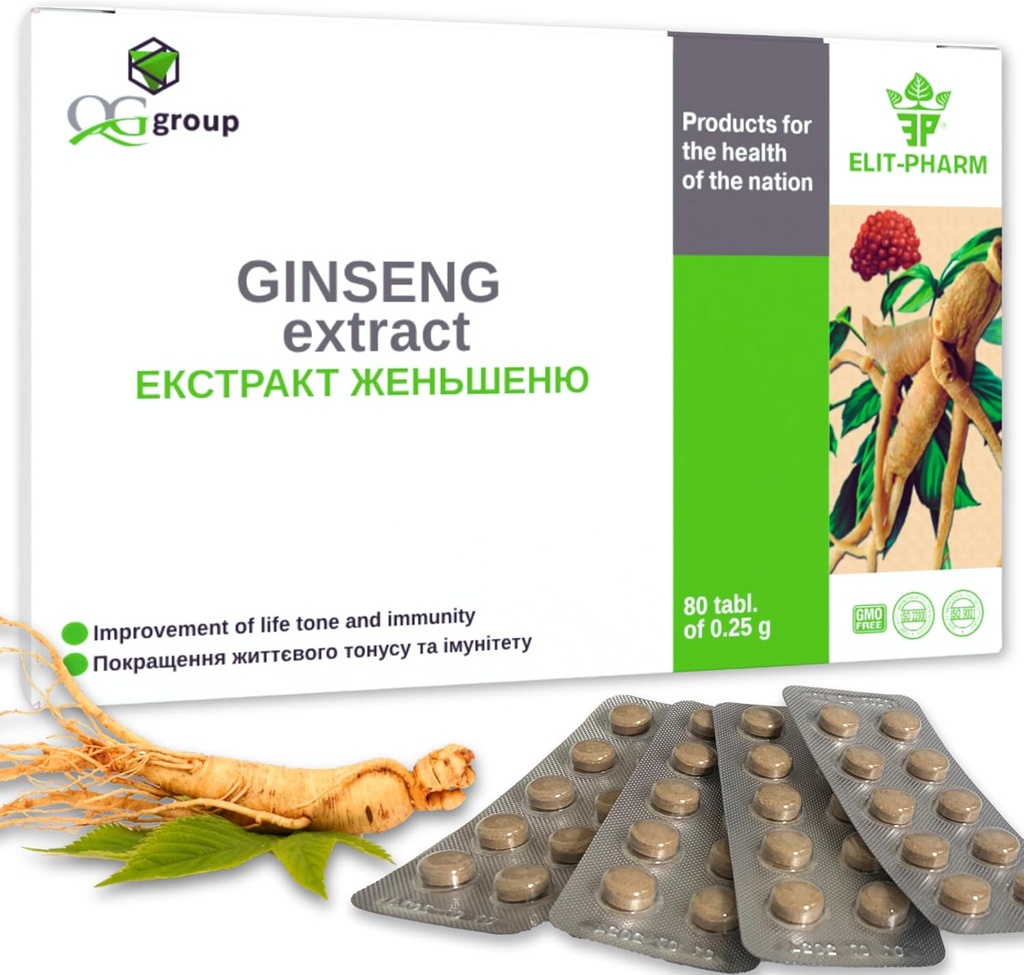 QG grup Ginseng Ekstraksi Root Licorice dengan Vitamin C (80 Tablet - 210mg Masing-masing) Tambahan Diet untuk Pria & Perempuan
