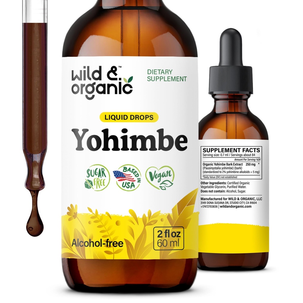 Suplemen & Organik Yohimbe Liar untuk Pria & Perempuan - 5 mg Yohimbine Cair Drops