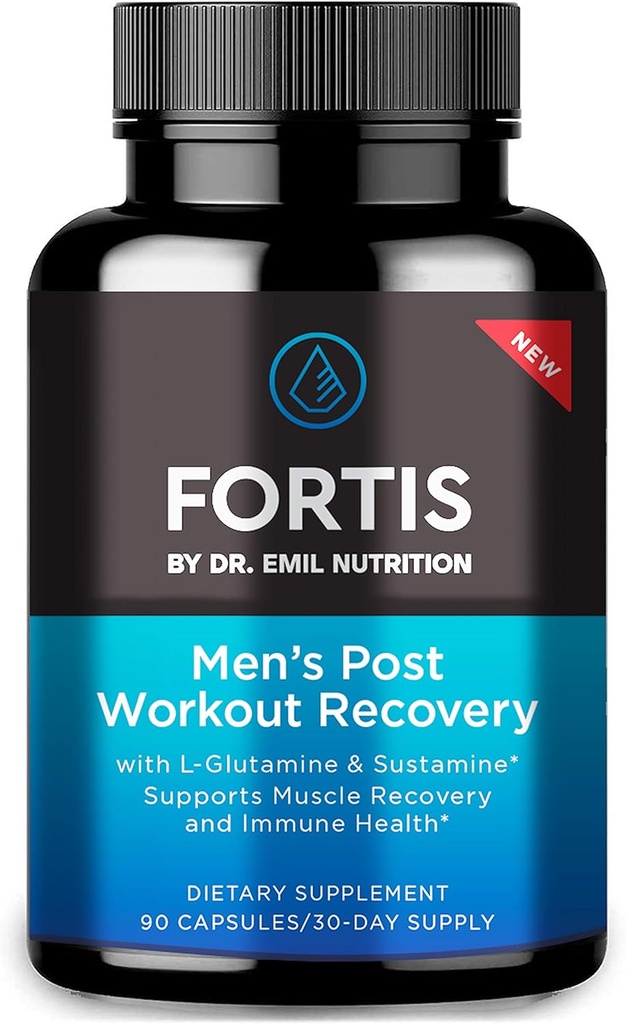 DR. EMIL NUTRITITION Fortis Posting-Workout Rekout Capsule for Men with L- Glutamine and Sustamin to Dukung Muscle Recovery & Immune Health, 30 Servings