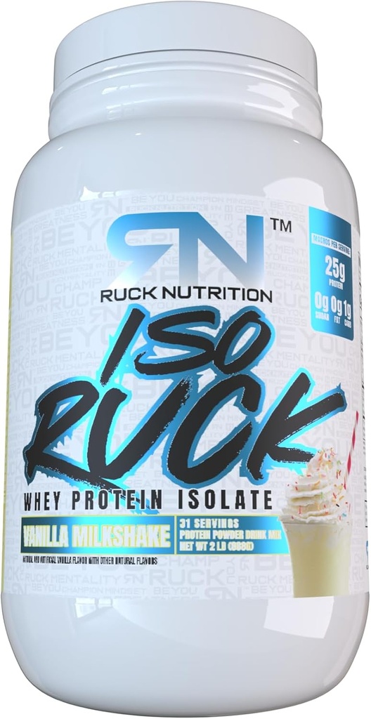 RUCK NUTRITITION ISO Protein Powder 124; 100% Whey Protein Isolator 124; 25G of Protein for Muscle Recovery 124; 0g of Fat, 0g of Sugar 126; Gourmet Taste (30 Servilla Milkshake)