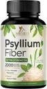 Psyllium Husk Powder Capsules 2000mg, Natural Daily Soluble & Insoluble Fiber Pills, Psyllium Husk Fiber Supplement Disuffic Colon Health & Regularitas, Plant Based Supplemen - 120 Capsules