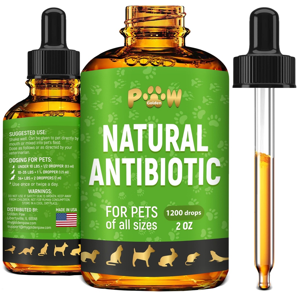 Antibiotik Anjing untuk Infeksi, Batuk, Utis, Alergi, Menggatal 124; Antibiotik Alam bagi Kucing untuk Mendukung Skin, Coat, & Dicerna 124; untuk All Breeds & Ages 124; 2 oz