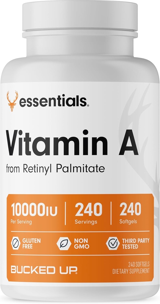 Bucked Up Vitamin A 1000LU Per Serving, Esensial (240 Servings, 240 Softgels)