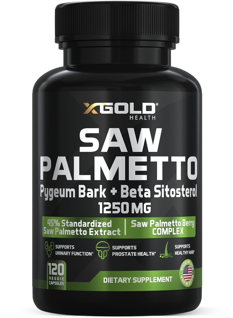 X Gold Health Saw Palmetto Prostate Suplemen untuk Pria 124; Pygeum Bark 124; Beta Sitosterol Supplemen 14; Mampu 3X Formula 124; Fungsi Uurinary Prostate 124; DHT Blocker Hair Growth 124; 4 Pasokan Bulan dibuat di AS