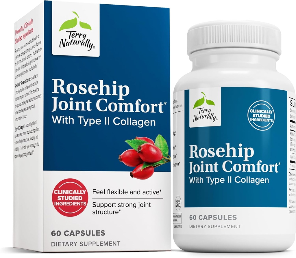 Terry Alamiah Rosebul Gabungan Komfort - Mobility Gabungan Kesehatan & Fleksibilitas Dukungan - Tambahan dengan Tipe II Collagen - Struktur Gabungan & Cartilage - 60 Kapsul