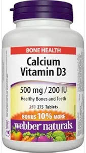 Webber Calcium Karbonate 500mg dengan Vitamin D3 200iu, 275 Tabs Bonus Pack