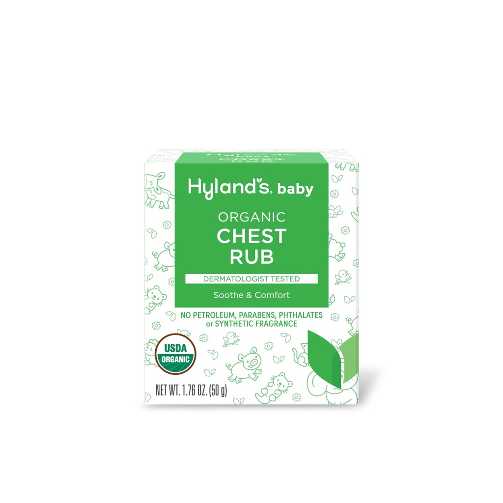 Hyland Baby Organic Chest Gosok, Soothe and Comfort, dengan Organic Lavender, Peppermint, dan Chamomile Flower Oil, Safe and Gentle, Dermatologist Test, 1.76 Oz, Inant