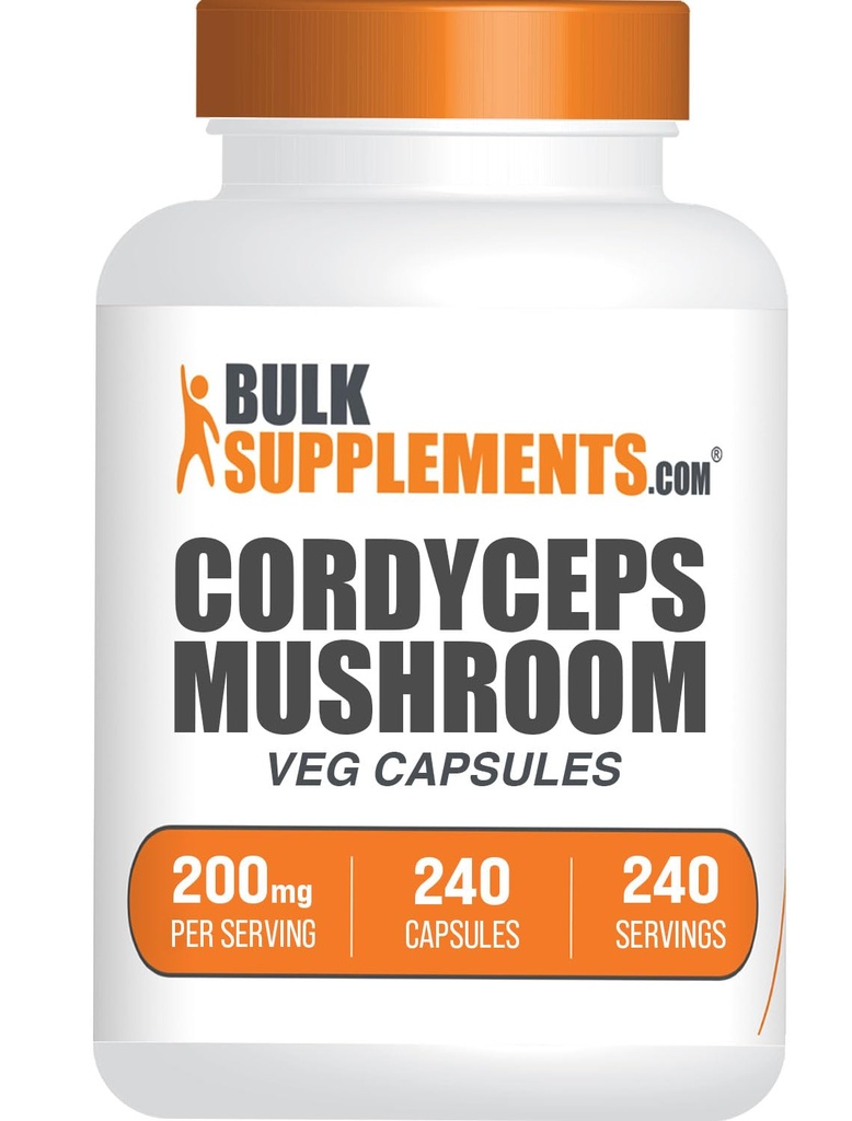 BulkSuplements.com Cordyceps Mushroom Capsules - Cordyceps Extract, from Cordyceps Sinensis - Gluten Free, 2000mg Equivalen Serving - 1 Capsule per Serving, 240 Veg Capsules (Paket 1)