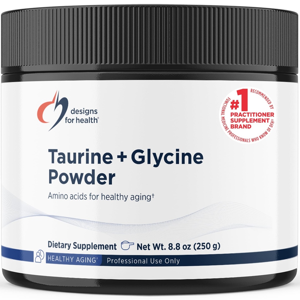 Design Taurine + Glycine Powder - Amino Acids for Healthy Aciing - Supports Cellular, Metabolic & Heart Health - Non-GMO Unflashored Amino Acid Powder (250 g)