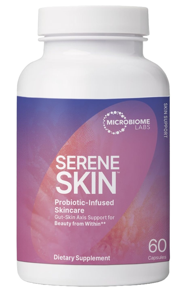 Microbiome Labs SereneSkin - Spore Based Probiotic Complex with Citrus Polyphenols for Skin Clarity & Gut Health Support - Daily Probiotic Skincare - Sothe The Gut-Skin Axis (60 Capsules)