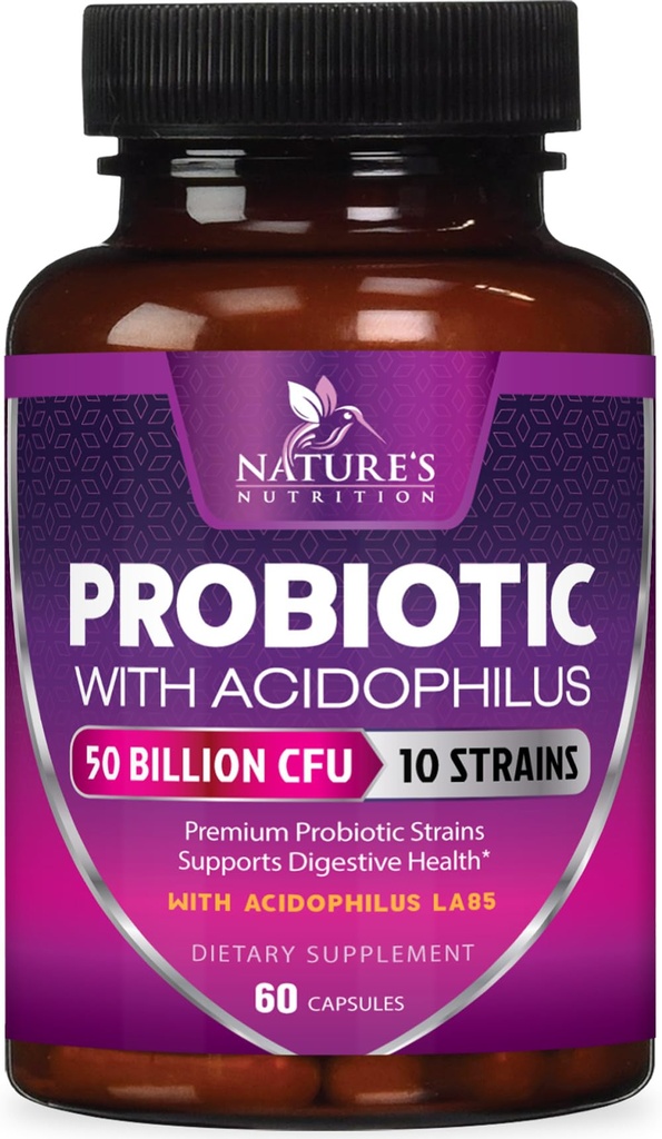 60 Miliar CFU per Serving - 10 Strains + Pregities - Digetical Health, Gut & Imune Dupport - Dupport Occasional Constipation, Gas & Bloting for Women Shelf Stable - 60 Capsules
