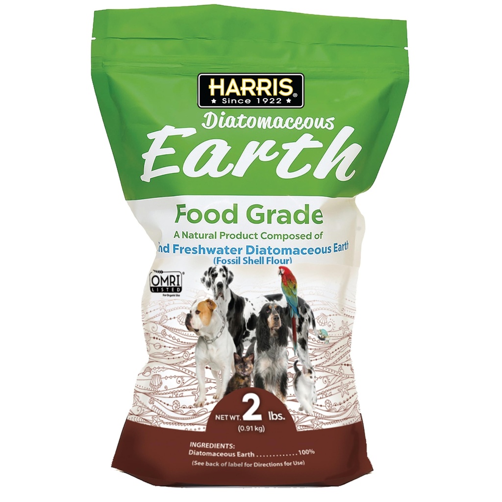 Harris Food Grade Diatomaceous Earth for Pets, for Cats, Dogs, Horses and Pets, Sertifikasi untuk Penggunaan Organik, 2 LB Bag