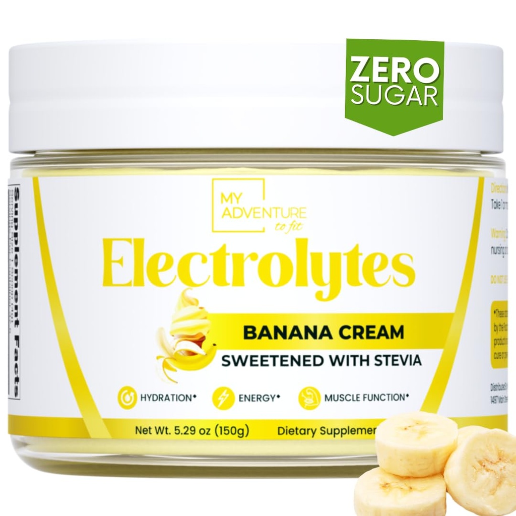 Zero Sugar - Banana Cream Electrolytes Powder - Menyegarkan Hidration - Kafeine Free Energy with All Natural Ingredians - Vegan, Keto & Paleo - Gula Free Electrolytes Appeder Minum Mix - 37 Servings