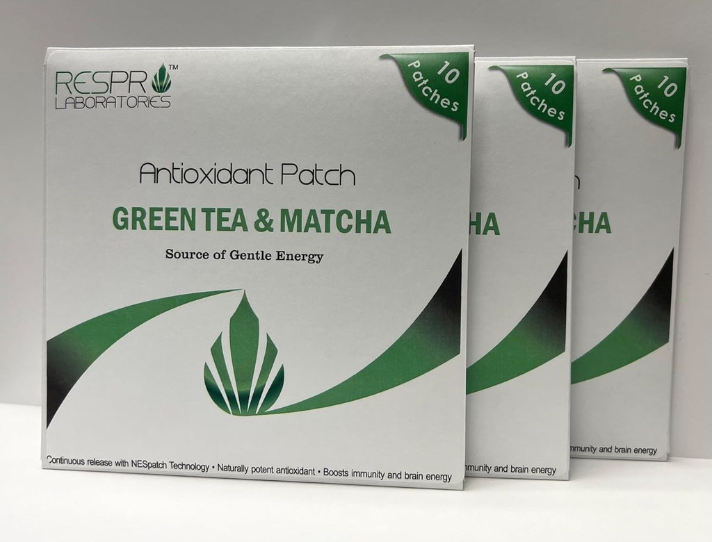 Respro Labs Natural Antioksidant Patch with Green Tea (EGCG) & Matcha, Continuous Rilis - 10 Patch