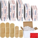 Lounswier 2000 Pcs Fabric Adhesive Bandages Variety Pack Bulk Asported Sizle Breathable Patch Faiges for Family First Aid Skin Fold Finger Weund, Natural